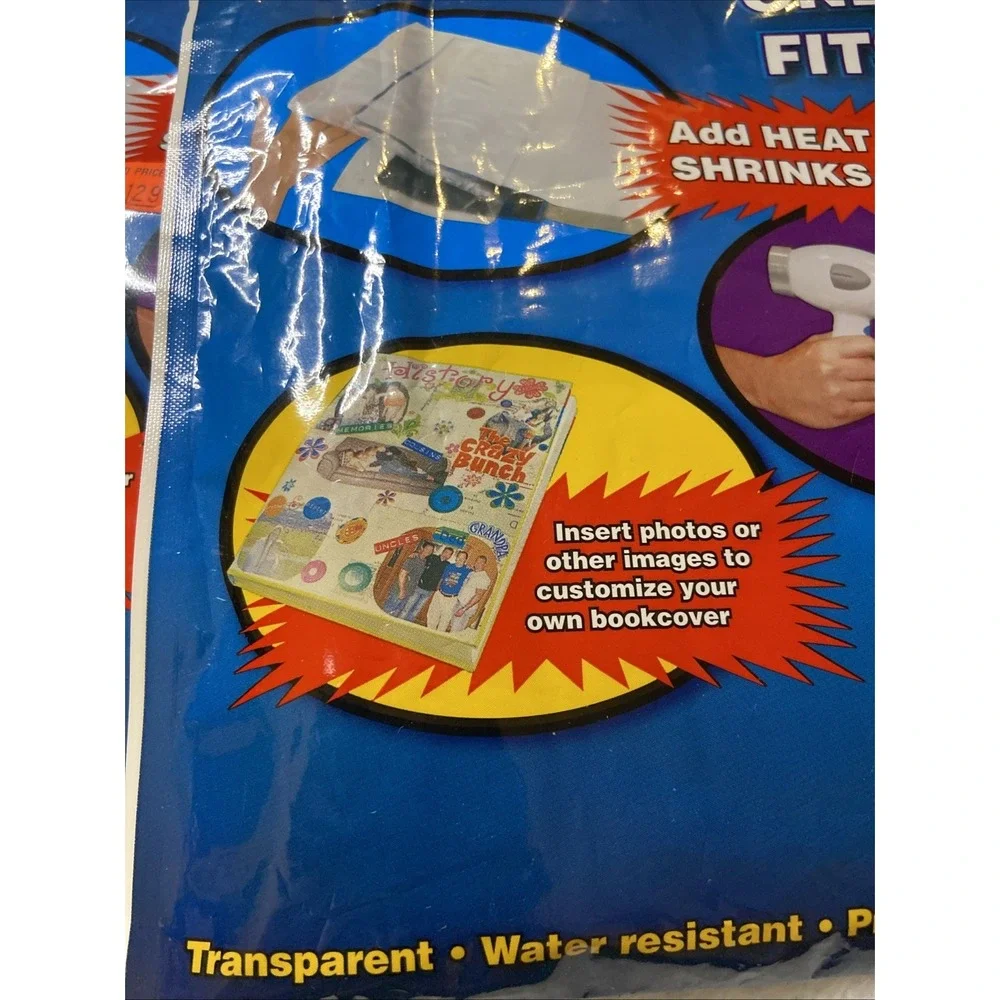 (2) 2 Pac Transparent Shrink to Fit Book Covers ( fits up to size 9